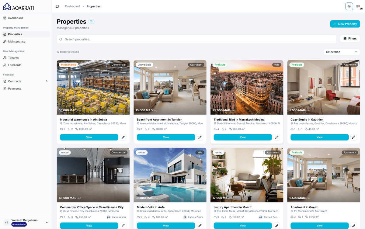 Property management dashboard